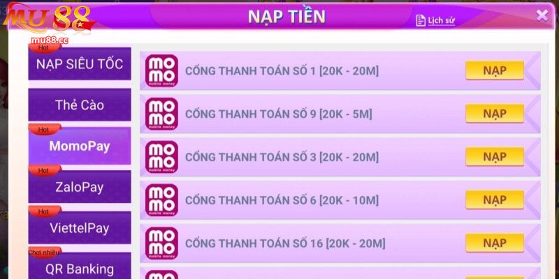 Cách nạp tiền ví điện tử